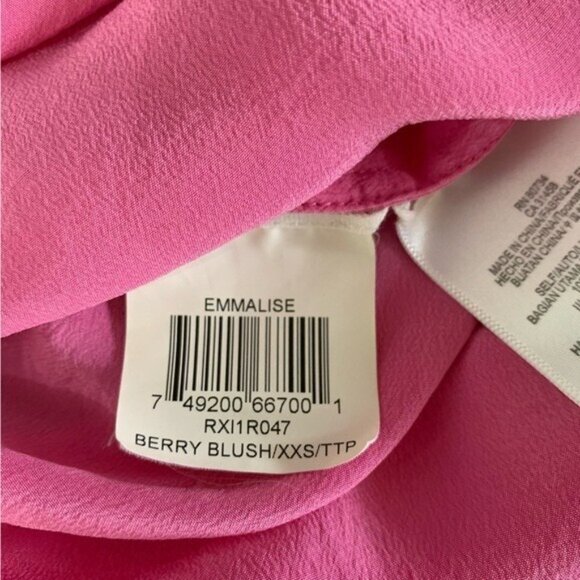 BCBGMaxAzria Emmalise Silk Top XXS Pink Blush Berry Luxe Designer Minimalist - Picture 9 of 9